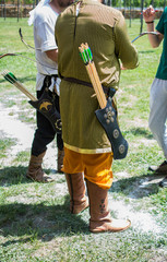 Old style wooden arrows in the case