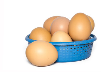 Chicken Egg in blue basket