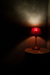 Vintage lamp on a wooden table