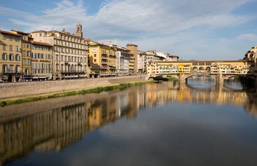 Ponte Vecchio bridge in Florence, Italy. Arno River. Tuscany