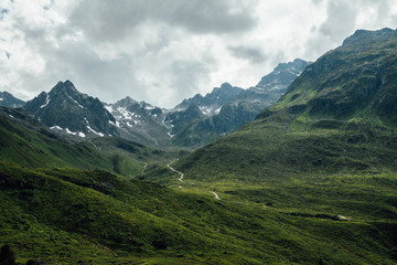Fototapeta premium Silvretta Alps on a cloudy summer day, Austria.