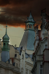 Old Prague's gothic style, architecture. Czech.