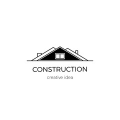 Vector thin line icon, construction logo template illustration.