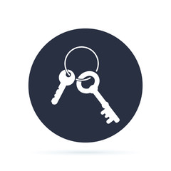 Keys Icon Round Circle Button. Vector Flat design illuatration. Access or security concept symbol design. Safe seal