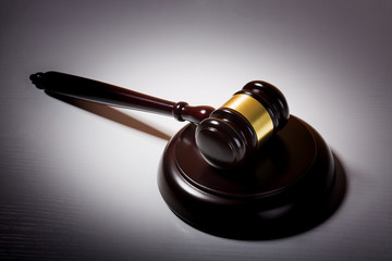 Judge hammer on table