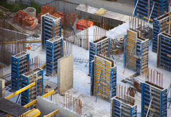 Top down view aerial of construction site.
