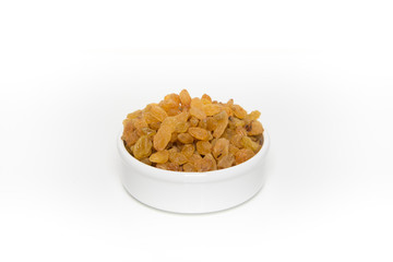 Bowl of raisins isolated