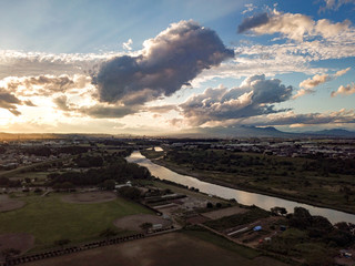 aerial photography at Karasu river, Kawasaki, Gunma, Japan 高崎市 烏川の空撮