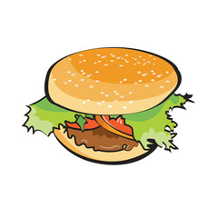 burger isolated on white background vector drawing