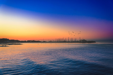 Naklejka premium Harbour Sunset