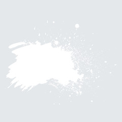 Vector white watercolor splash texture background with dry brush stains, strokes and spots isolated on gray. Abstract artistic grunge frame, place for text or logo. Acrylic hand painted backdrop.