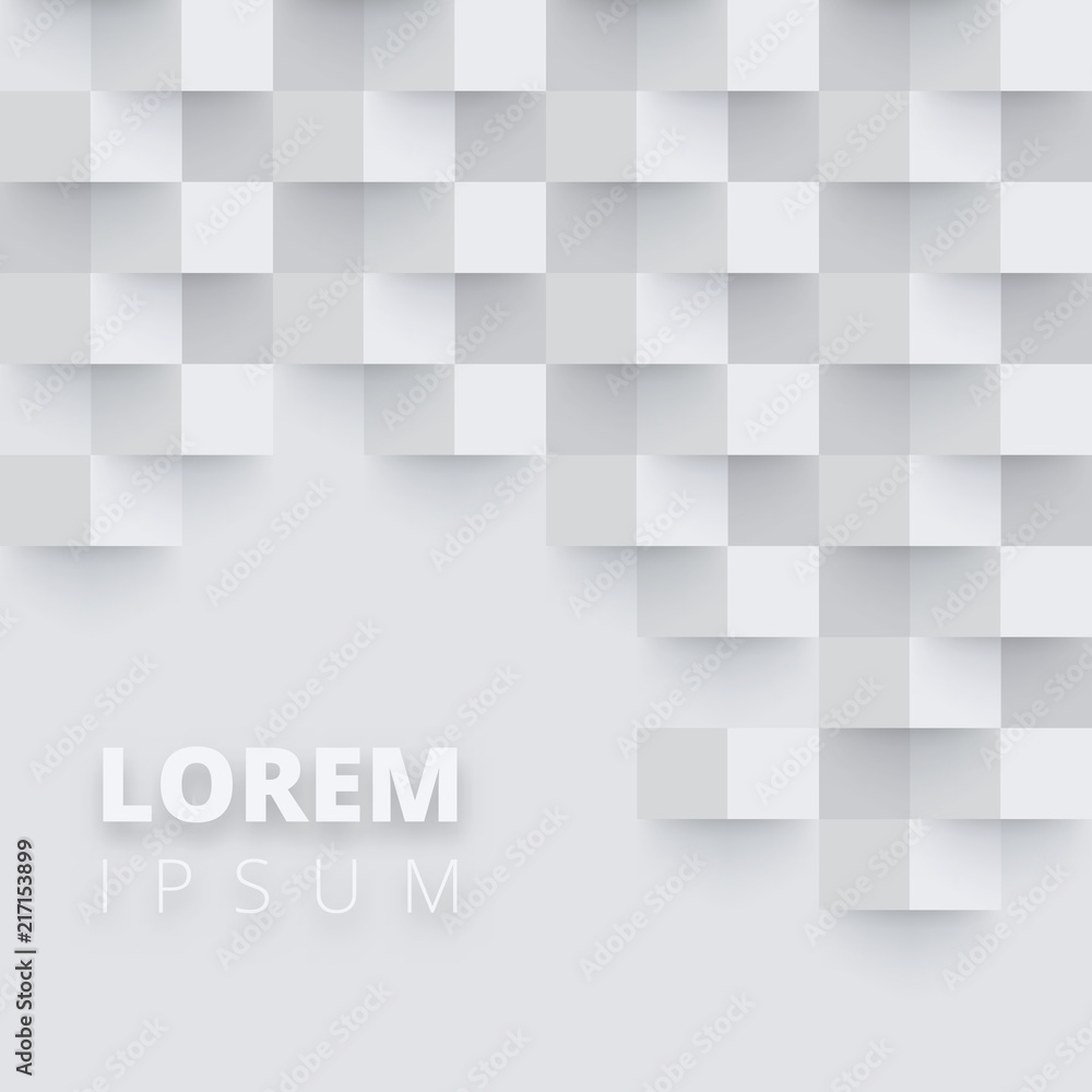 Wall mural grey and white background with abstract checkered pattern.