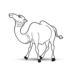 black outline camel walking on smooth shadow vector drawing