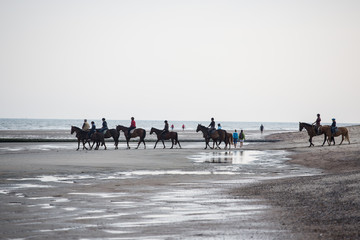 Fototapeta na wymiar Horse rider at the ocean shore