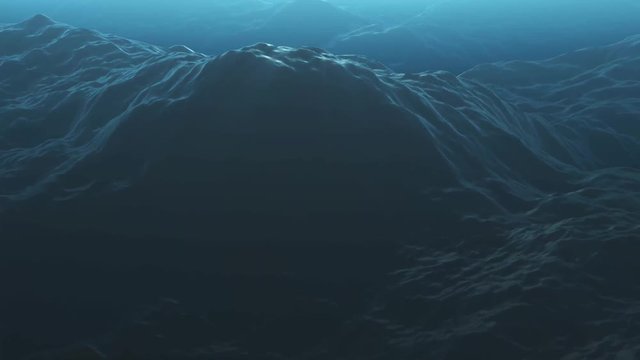 4k Stormy Ocean Surface Background/
Animation of a 4k ocean surface background in stormy weather, with big waves texture and haze light