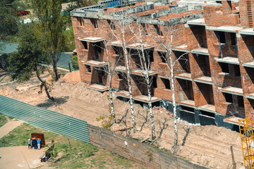 Construction. Construction of a multi-storey brick house