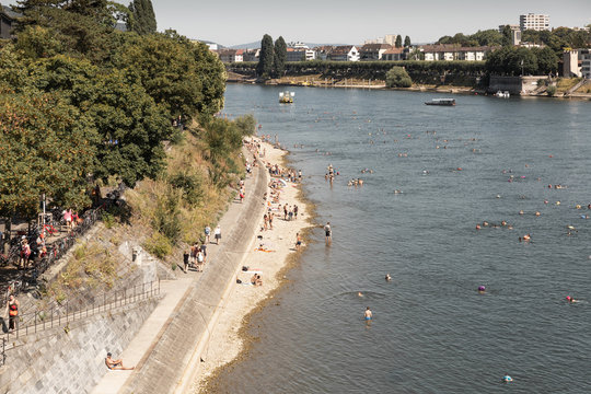 Nageurs dans le Rhin &agrave; B&acirc;le