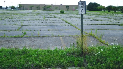 Abandoned parking lot for closed store