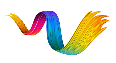 Colorful abstract brush stroke on white background.