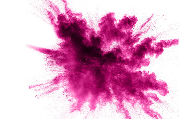 Pink powder explosion isolated on white background. - obrazy, fototapety, plakaty