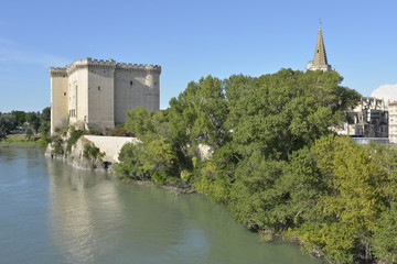 Medieval Castle of Tarascon on the Rhône River, a commune situated at the extreme west of the...