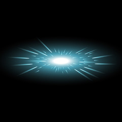 Glowing light with flying comets, aqua color