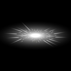 Glowing light with flying comets, white color