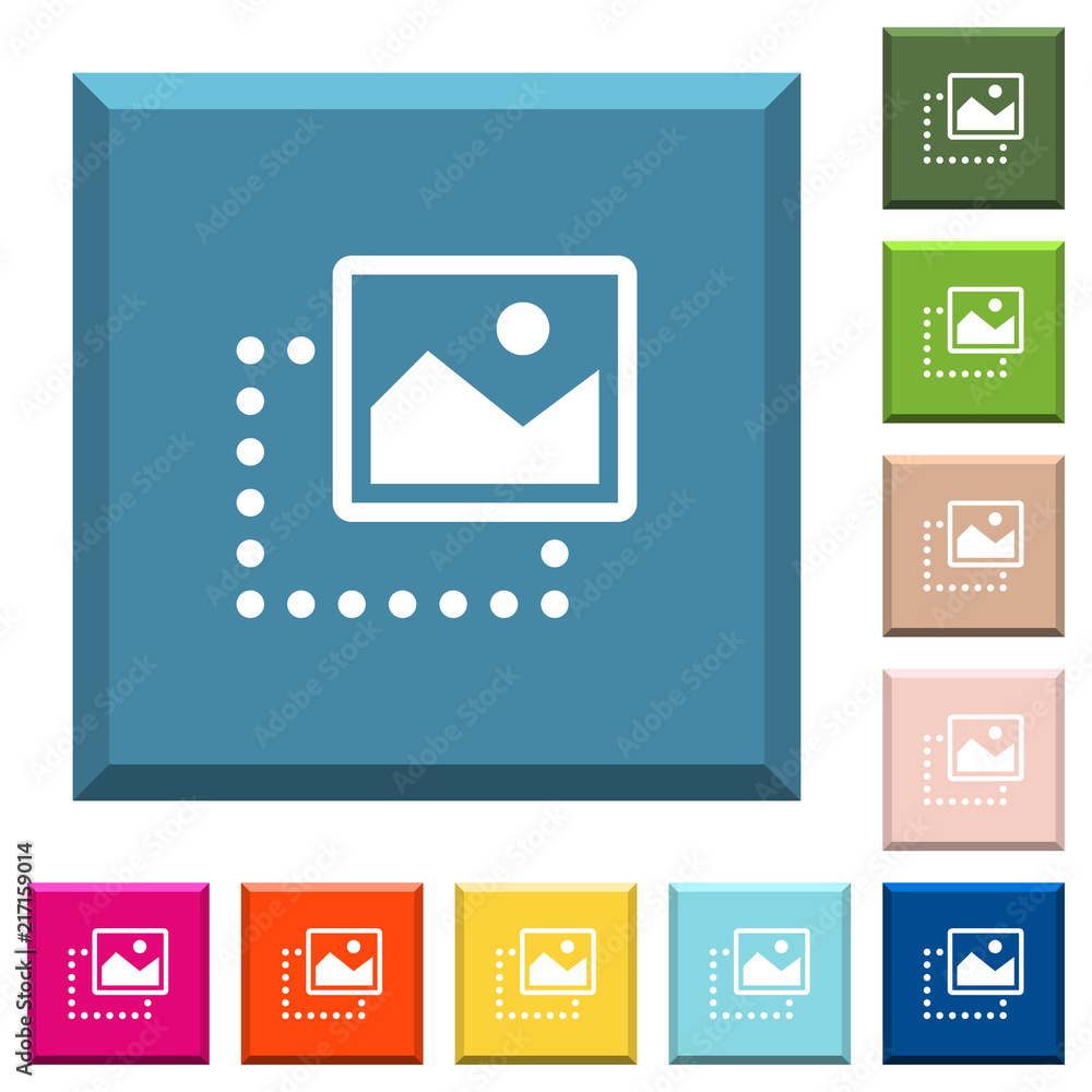 Aufkleber drag image to top right white icons on edged square buttons