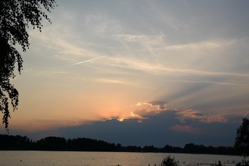 beautiful sunset after wonderful summerday at the lakeside