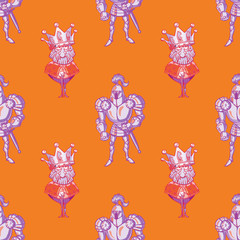 king and knight seamless pattern
