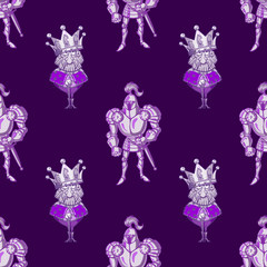 king and knight seamless pattern