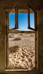 Sand has invaded and taken over these rooms in Kolmanskoppe