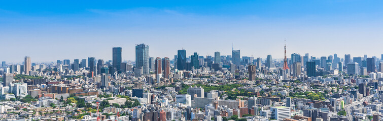 Fototapeta na wymiar 東京　青空と都市風景 　ワイド