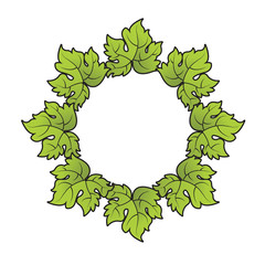 Fototapeta premium isolated grapes leaves circle vector illustration