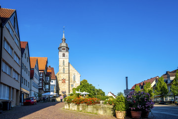 Fototapeta na wymiar Böblingen, Stadtkirche und Marktplatz 
