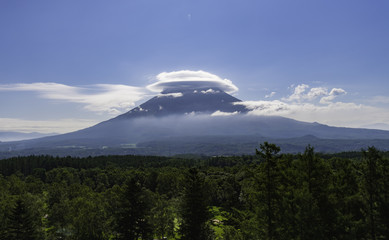 White cloud cover top of mountain in the morning