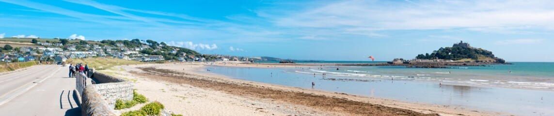 Beach Panorama at St. Michael’s Mount Marazion Cornwall South England