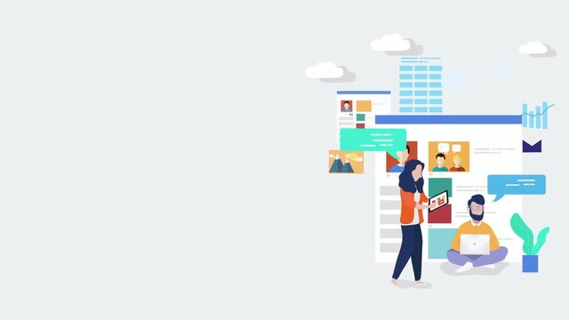 Business people characters scene video. Digital marketing specialist animation. Vector office concept of business people. Flat design. Stock footage