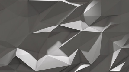 3d render White abstract low poly triangle background with shadow