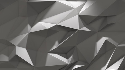 3d render White abstract low poly triangle background with shadow