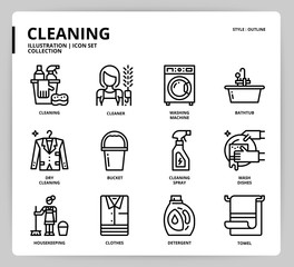 Cleaning icon set