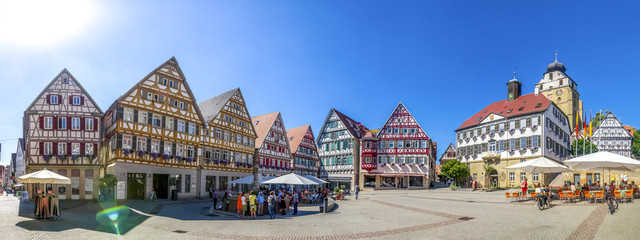 Fototapeta premium Herrenberg, Marktplatz und Stiftskirche 