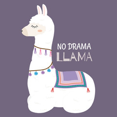 Cute Llama design with no drama llama motivational quote. © yuthana Choradet