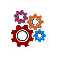 colorful gear vector for system setting and configuration symbol in technology company and engineering