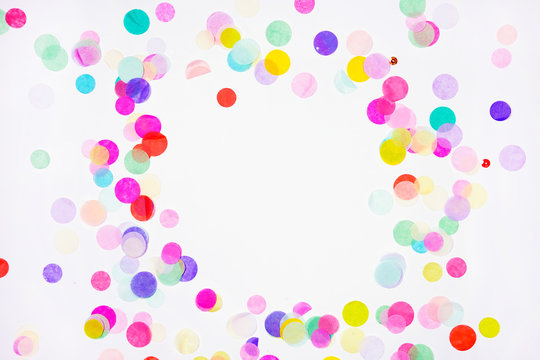 Colorful frame or border made of bright confetti