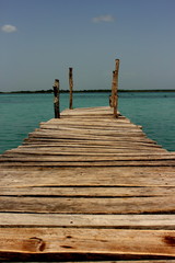 wooden jetty in the Lagoon of Bacalar