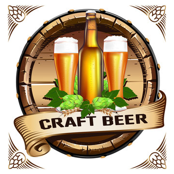 Colorful emblem of beer in vintage style