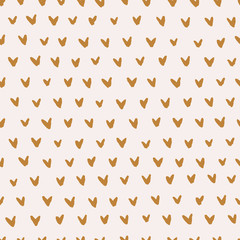 Grunge gold ink freehand vector check mark seamless pattern. Geometric monochrome hand drawn ticks, dry brush stroke watercolor background. Minimalistic kids, children design, wrapping, baby print.