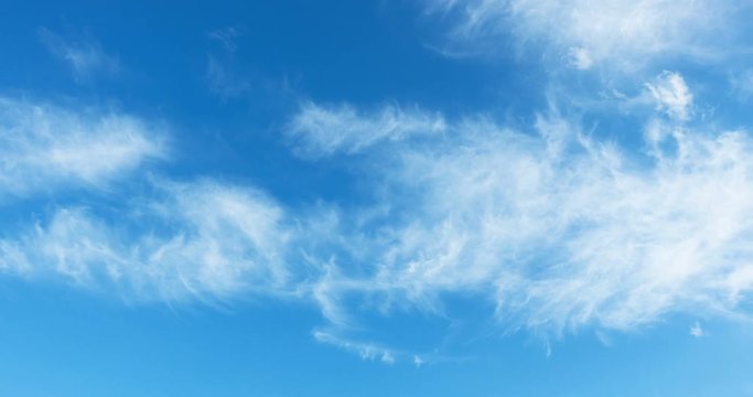 White clouds floating on the blue sky, 4K timelapse
