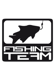 fishing team sport logo rot blau gefangen fisch angeln schwimmen meer köder fischen see tauchen aquarium silhouette umriss